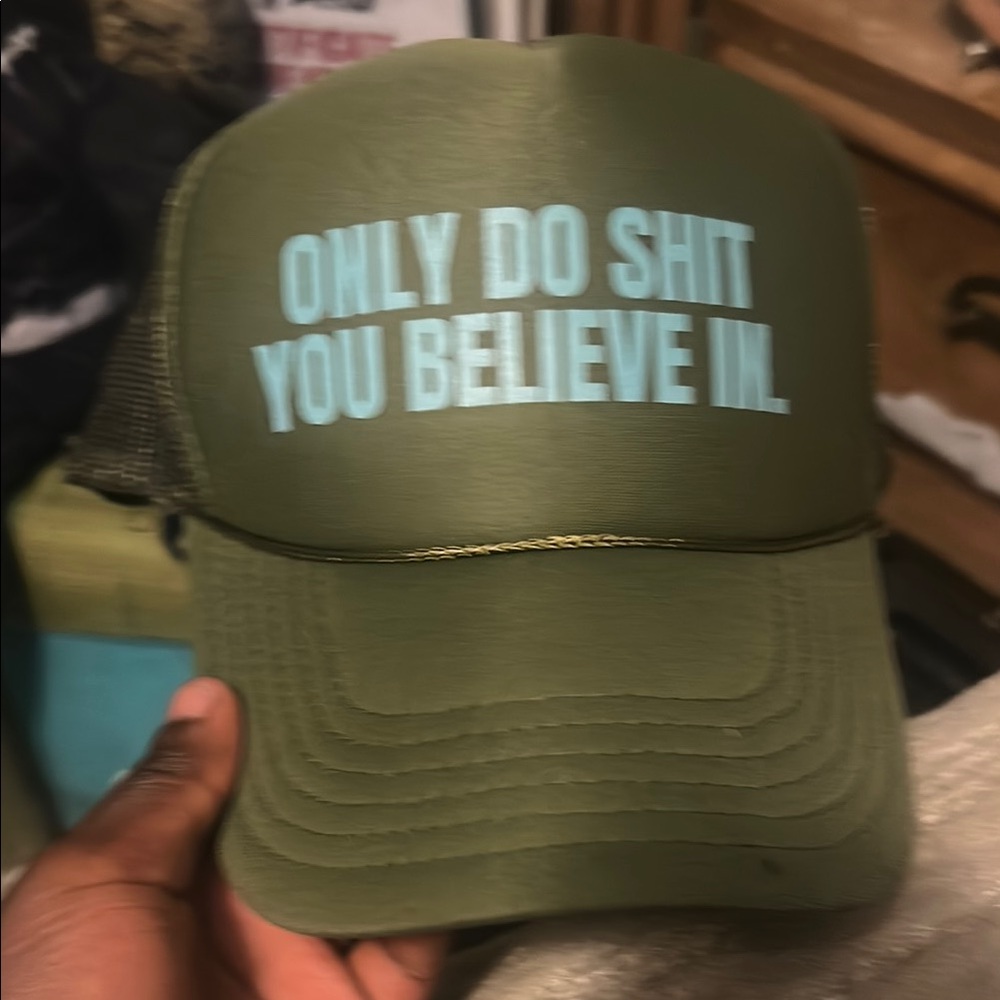 Green Trucker Hat with Motivational Text